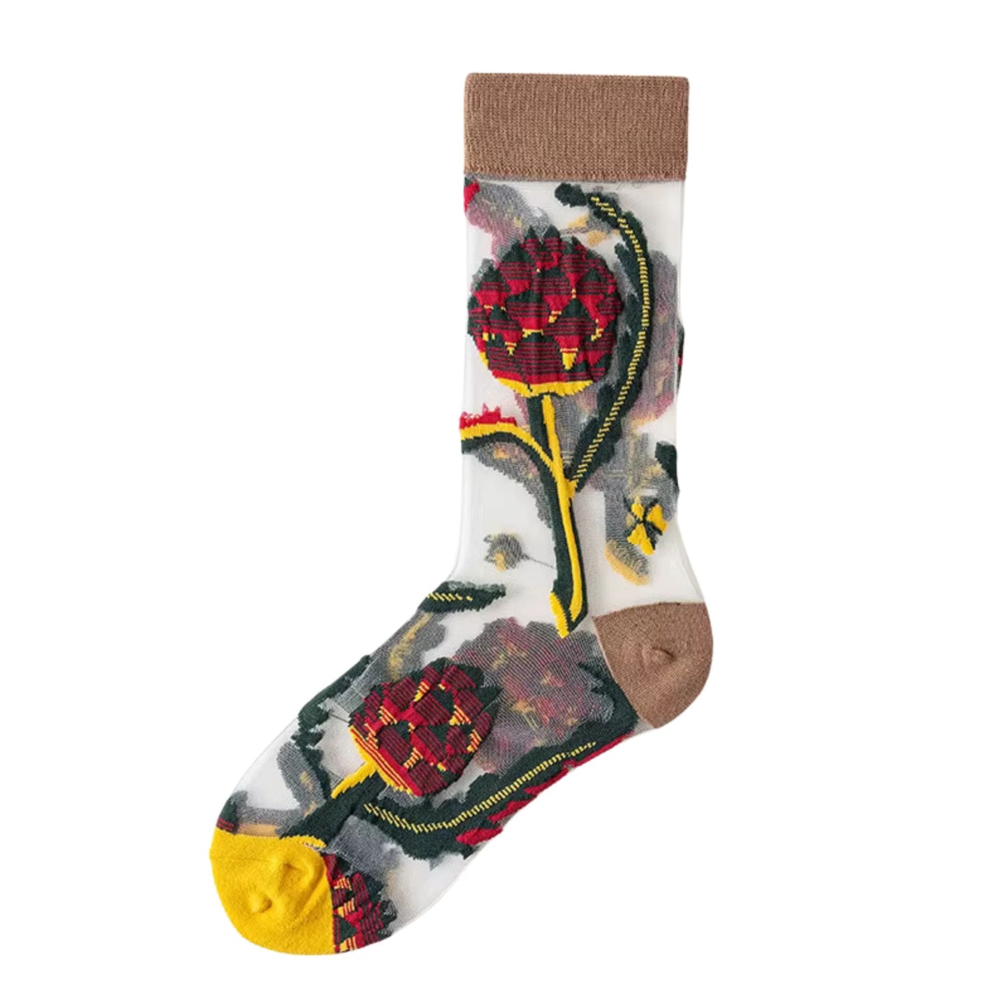 Sheer Plant Lover Socks in 5 Nature-Inspired Styles [Fits Size 5-9]