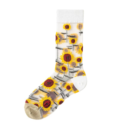 Sheer Plant Lover Socks in 5 Nature-Inspired Styles [Fits Size 5-9]