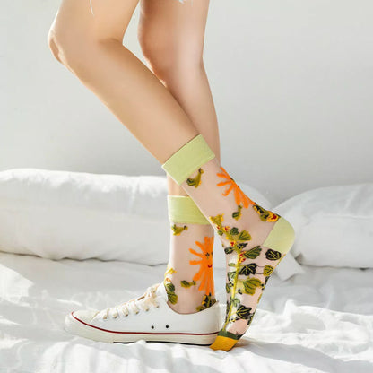 Sheer Plant Lover Socks in 5 Nature-Inspired Styles [Fits Size 5-9]