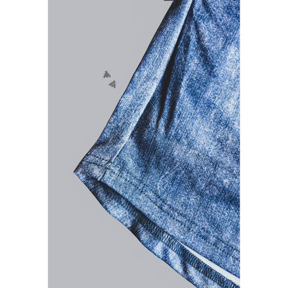 [Size M-2X] Stretch Faux Denim Athletic Style Skort
