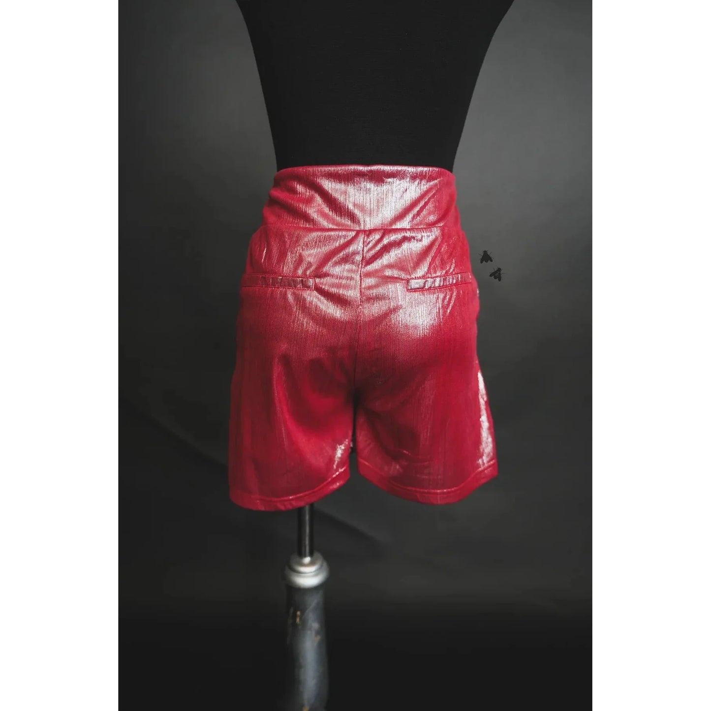 [Size M-3X] Shiny Short Firework in Red | Metallic Stretch Fabric