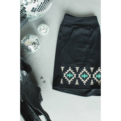[Size M-3X] Tequila Shots Shorts in Midnight Black