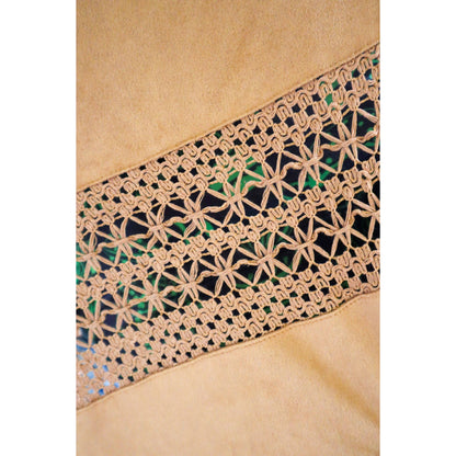 [Size S/M Remaining] Cowgirl Vegan Suede Crochet Duster in Brown | Open-front Coat Outerwear
