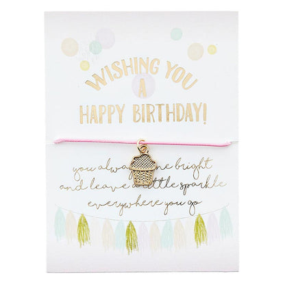 Sparkle & Shine Cord Bracelet Cupcake Charm | Birthday Gift Fashion Jewelry