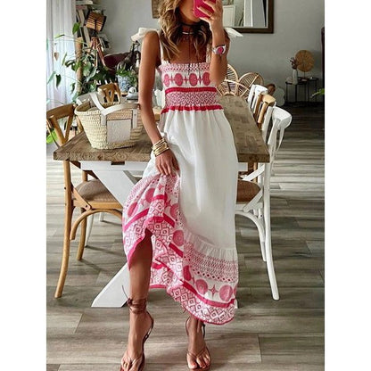 Sweet Bandage Slip Boho Print Dress in Red and White [Available in M-L]