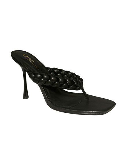 Nixie 4-Inch Chic Nude Slip on  Sandals With Braided Design For Comfort And Style