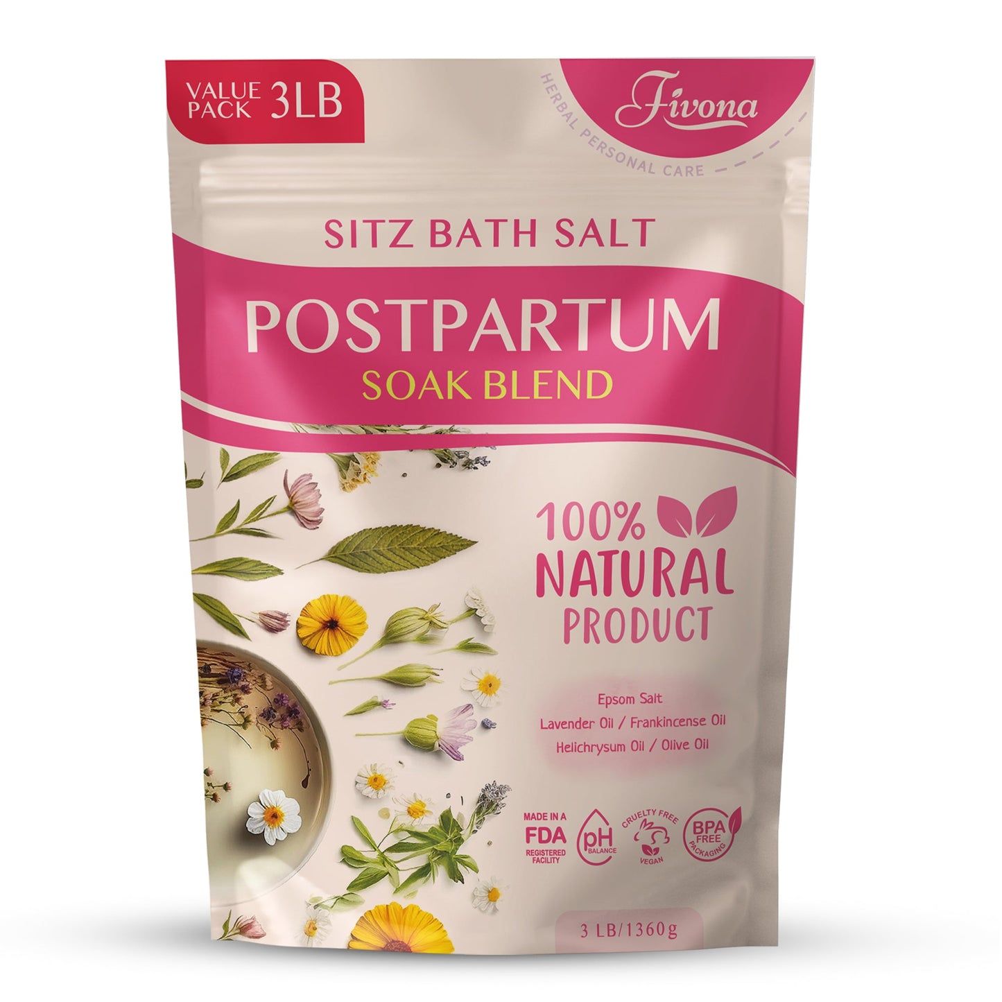 Fivona Postpartum Sitz Bath Soak Blend | 48oz