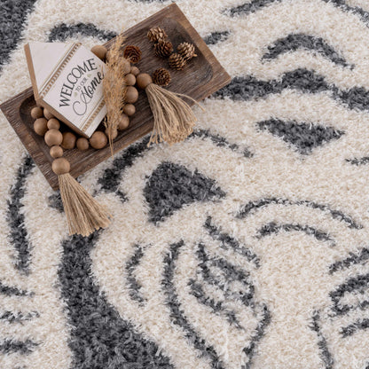 Zane Charcoal Tibetan Tiger Plush Rug