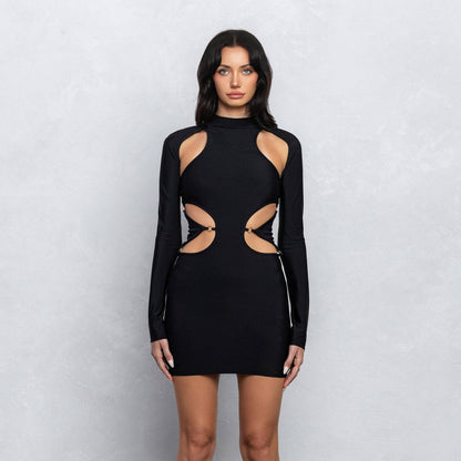 Eli Luxury Bodycon Cut-Out Mini Dress with Back Tie Detail
