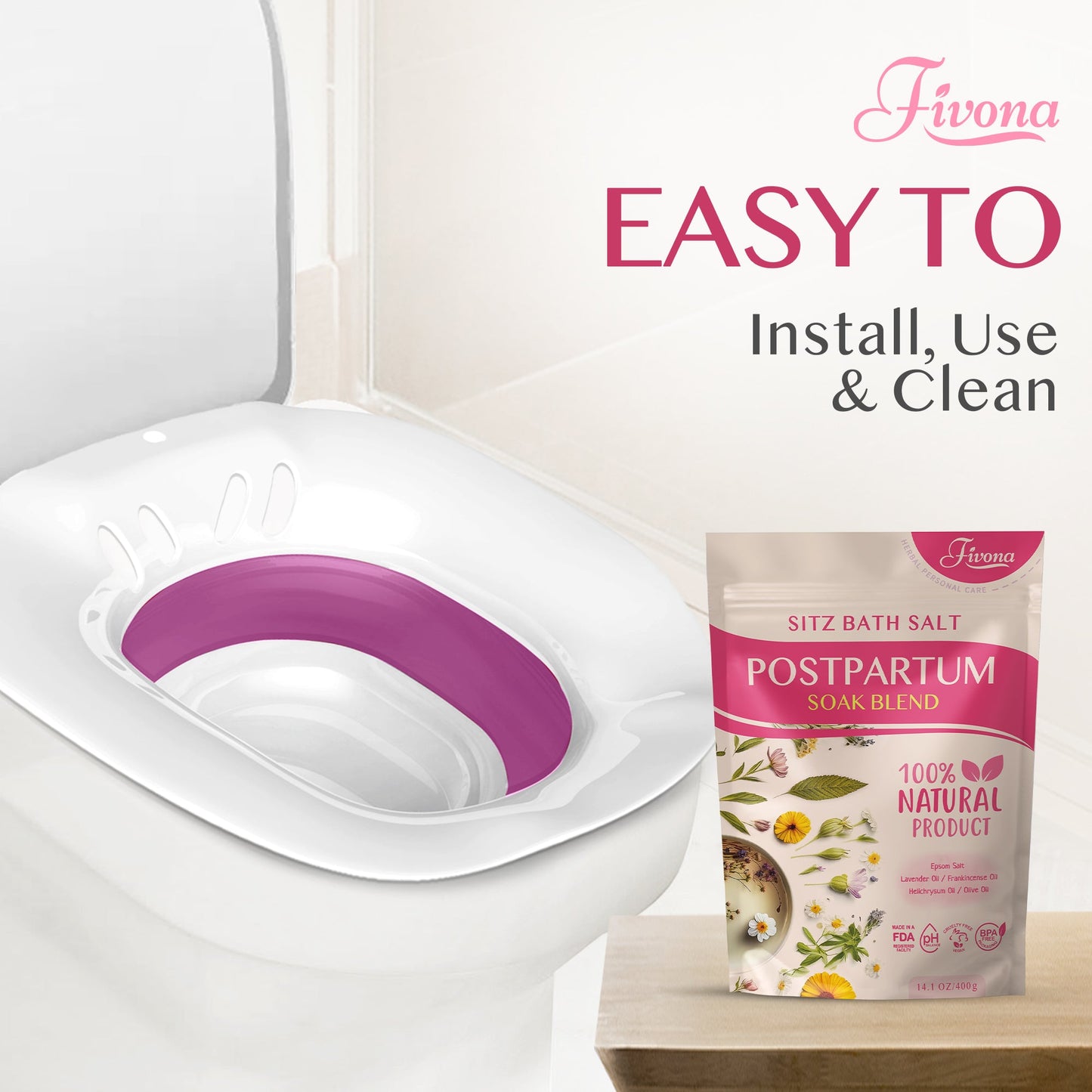 2 in 1 Sitz Bath Soak Kit for Postpartum Care