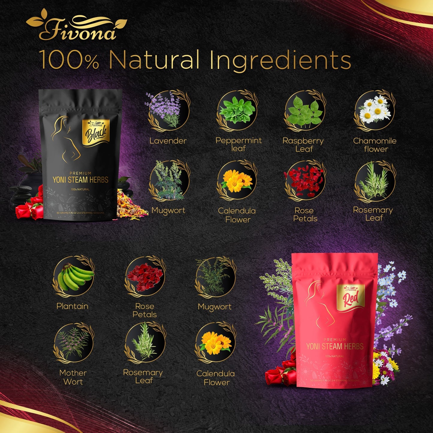 4 in 1 Yoni Steaming Kit | Premium Black & Red Herbs