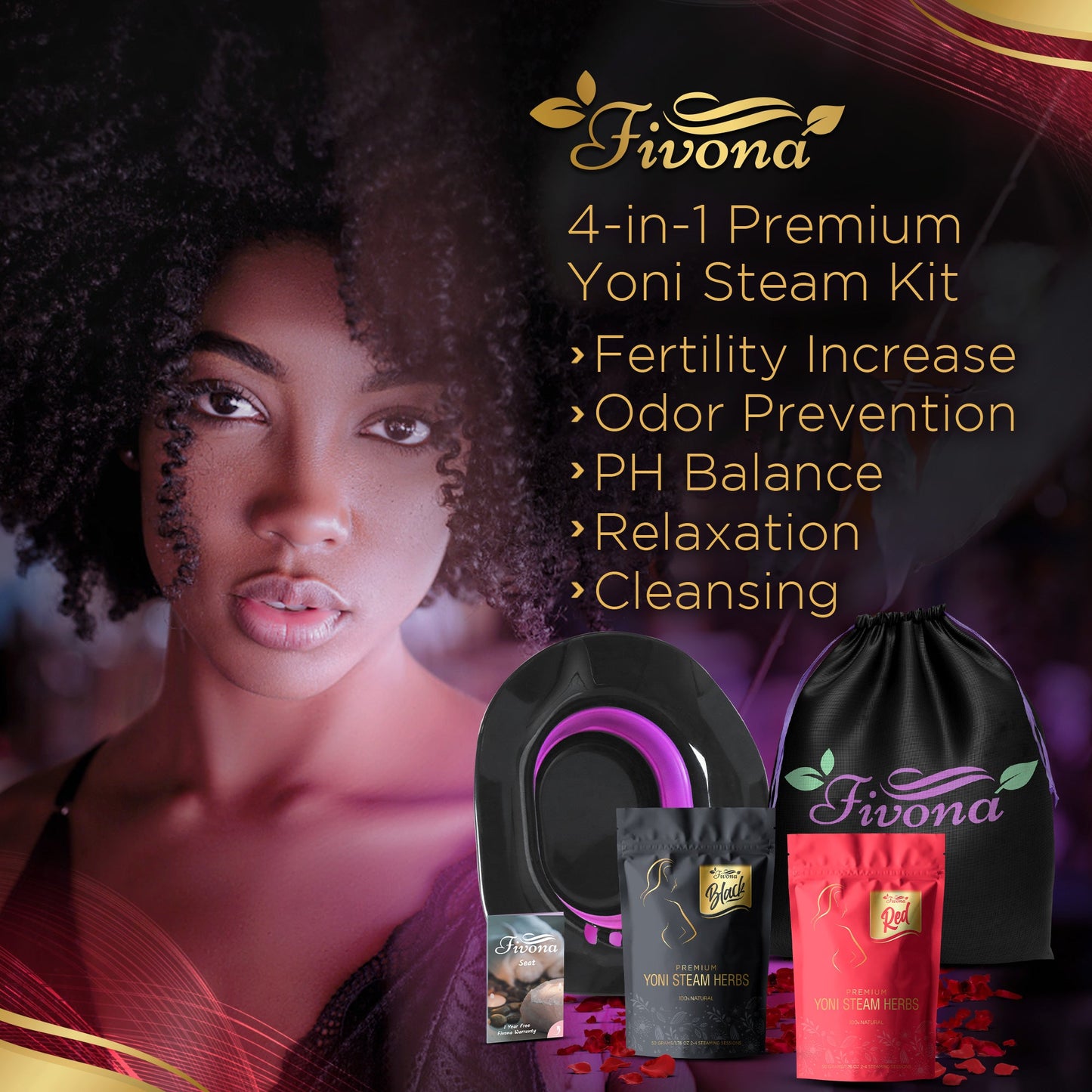 4 in 1 Yoni Steaming Kit | Premium Black & Red Herbs