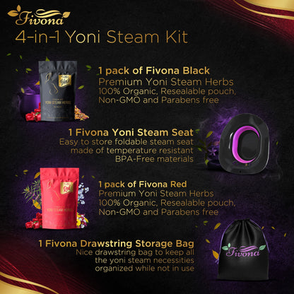 4 in 1 Yoni Steaming Kit | Premium Black & Red Herbs